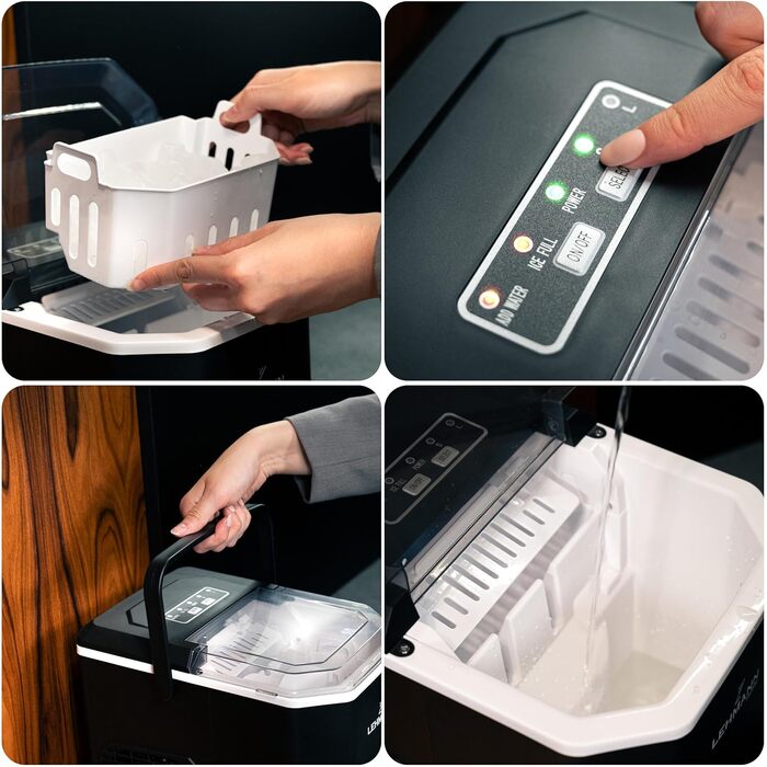 Машина для приготування льоду Lehmann - 1.3л, 12кг/24г, 2 розміри, для дому, вечірки, офісу, кемпінгу