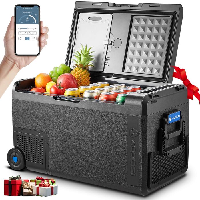 Автомобільний компресорний холодильник AAOBOSI 38л: Електричний охолоджувач для авто, кемпінгу, риболовлі (-20°C/+20°C), 12/24V/230V, USB