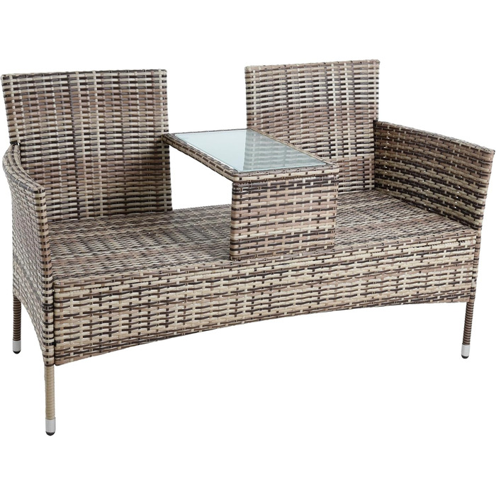 Садові меблі ESTEXO з ротангу: Лавка-диван 2-місна, комплект для саду та балкону, бежево-коричневий
