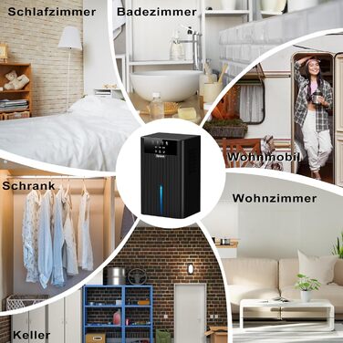 Електричний осушувач повітря Tipkook 2400 мл з автоматичним розморожуванням, 10 кольорів підсвічування, таймер 8/12/24 год, 35 дБ, портативний для ванної, спальні, кухні, шафи (новий, чорний)