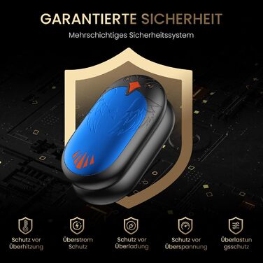 Електричні грілки для рук 2 шт. з USB-зарядкою, 3 режими нагріву, 24 години тепла, багаторазові, для зими, блакитні