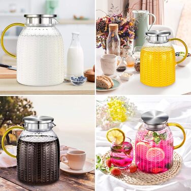 Скляна карафа Aofmee 2 літри з кришкою: для води, соку, айс-ті, преміум якість