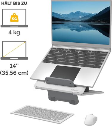 Підставка для ноутбука Fellowes Breyta™ 2-в-1 з сумкою - регулювання висоти, екологічна, для гібридної роботи