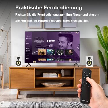 Sanyun SW206: 4-дюймові Hi-Fi акустичні колонки з режимом Studio, 80W, Bluetooth 5.4, USB DAC, для програвачів, TV, PC, MDF корпус, білі