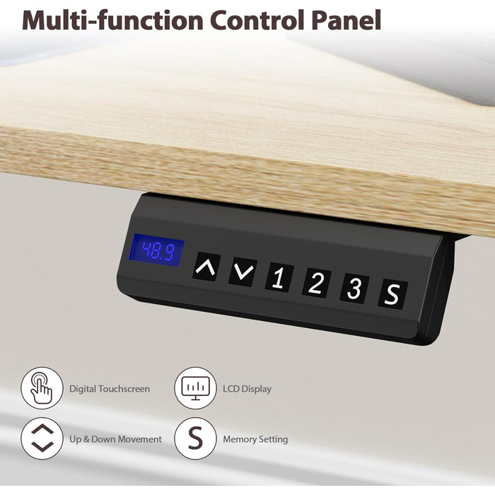 Електричні ніжки для столу з регулюванням висоти, з потужним мотором, на коліщатках, з 3 рівнями пам'яті та захистом від зіткнень, 72-116 см
