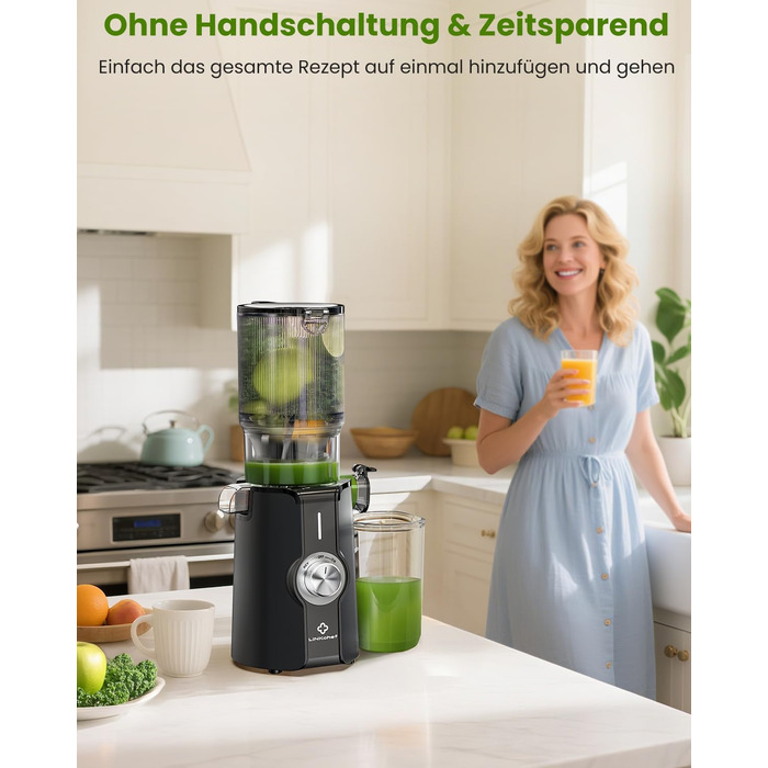 LINKChef Slow Juicer: Холодне віджимання овочів та фруктів, 115 мм, чорний, BPA Free