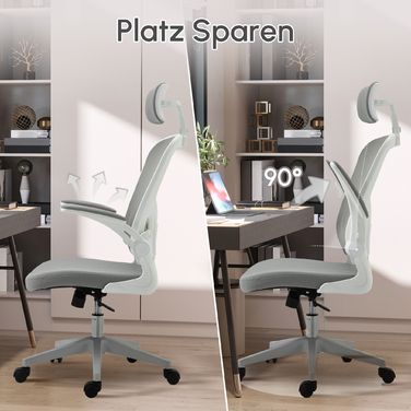 Ергономічний стілець Vinsetto Office Chair з підголівником і функцією гойдалки, регулюється по висоті в сірому кольорі, 65 x 64 x 114-122 см