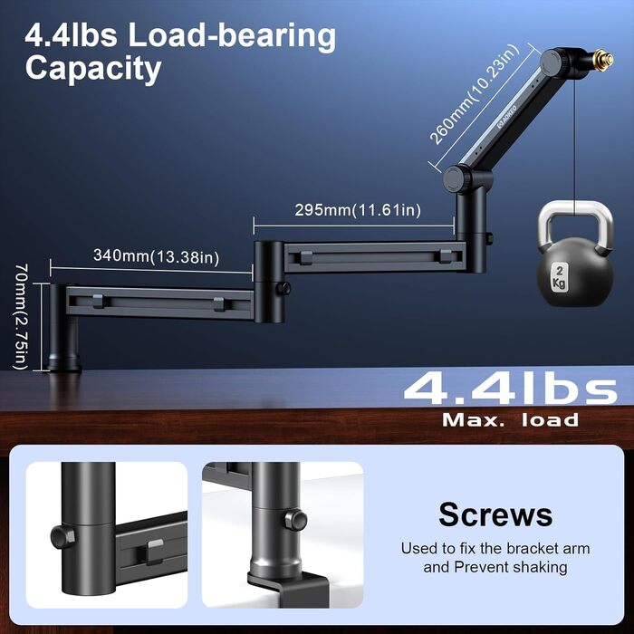 Мікрофонний стійкий тримач Aokeo AK-58i для HyperX, Elgato, Shure, Blue Yeti - кріплення для студійного запису