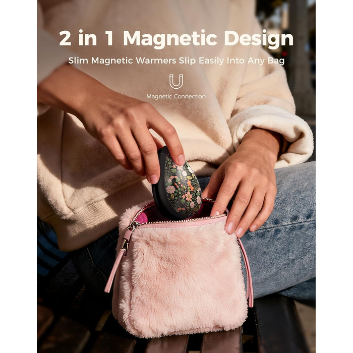 Електричні грілки для рук OCOOPA 2 шт. - стильні, у формі діаманта з магнітом, акумуляторні, для жінок, подарунок, для Реяно, піших прогулянок, кемпінгу