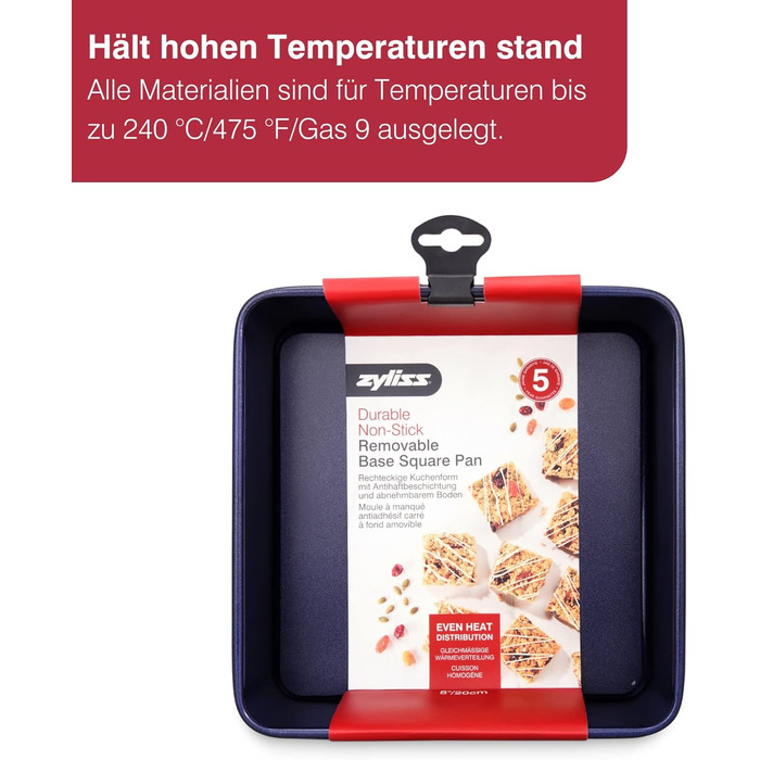 Форма для випічки Zyliss E980194 Springform, з антипригарним покриттям, з вуглецевої сталі, темно-синього кольору, з плоскою основою, для маленьких тортів, з гарантією 5 років