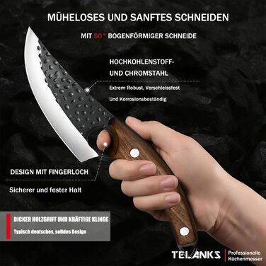 Японський кухонний ніж Rostfrei 15 см, з шкіряною піхвою, з нержавіючої сталі, з дерев'яною ручкою, для овочів та м'яса, чорний