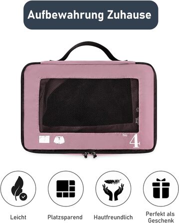 Набір органайзерів для подорожей ECOHUB (7 шт), дорожні компресійні сумки з переробленого PET, рожеві