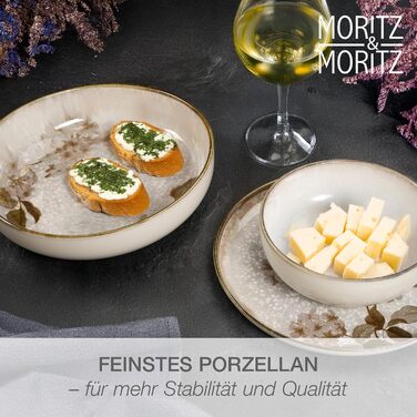 Набір посуду Moritz & Moritz BLOSSOM 24 предмети на 6 осіб - сучасний сервіз з порцеляни з квітковим дизайном, тарілки, чашки, миски та салатники
