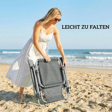 Шезлонг садовий розкладний з подушкою та регульованим дахом, 6 положень спинки, 62 x 68 x 79 см, темно-сірий