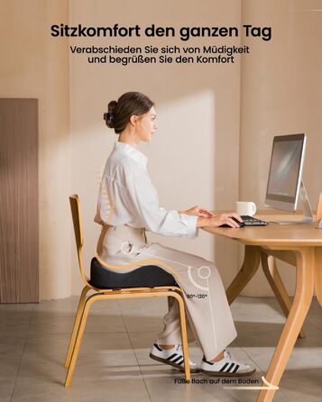 Подушка для офісного крісла ProtoArc, ергономічна подушка для куприка, піна з пам'яті, для інвалідного візка, авто, чорний колір, великий розмір