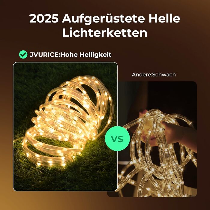 LED гірлянда для декорування приміщень та вулиці: 24 лампочки, 12м, RGB, тепле світло, 8 режимів, таймер, димування. Підходить для вечірки, саду, балкону, тераси, весілля, Різдва.