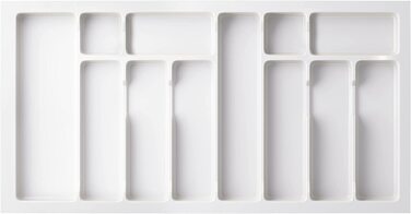 Вставка для столових приладів sossai Divio для висувних ящиків 45 см / ширина 38 см x Глибина 43 см обрізна з 5 відділеннями / Колір Білий / Система розташування ящиків для столових приладів (83 x 43 см-12 відділень)