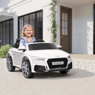 Дитячий електромобіль HOMCOM Audi TT RS Roadster, білий: швидкість 3 км/год, пульт дистанційного керування, LED-підсвічування, USB-порт