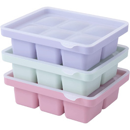 Форма для кубиків льоду, силіконовий лоток для кубиків льоду XL з кришкою, штабельовані і придатні для миття в посудомийній машині форми для кубиків льоду, для, 3 шт.