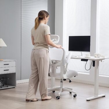 Офісне крісло Vinsetto з високою спинкою, сітчаста тканина, комп'ютерне крісло з обертовою підголівником, 4D підтримка попереку, підйомні підлокітники, регульована висота, білий колір