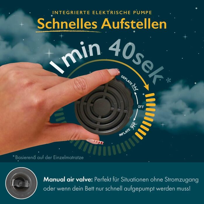 Надувне ліжко Huddle Lite з вбудованим насосом – комфортна матрац для кемпінгу, гостей та запасних кімнат (одинарне, двоспальне, king-size)