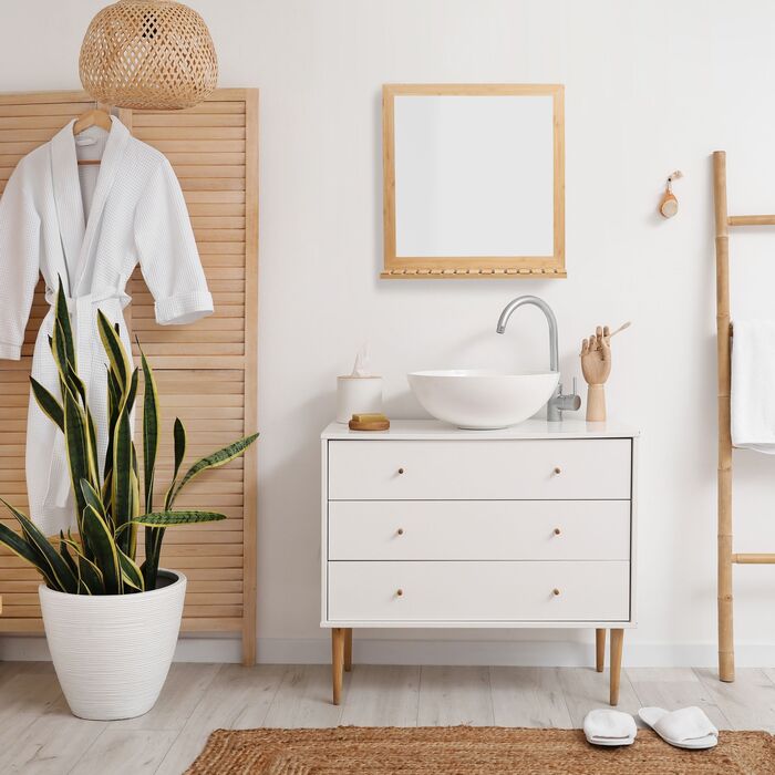 Дзеркало для стіни Relaxdays з бамбуковою полицею