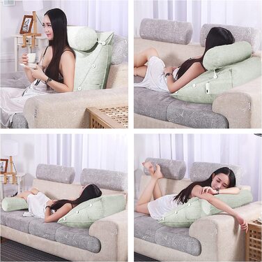 Подушка для спини, трикутна подушка для тіла, подушка для читання, 60 см (біла)