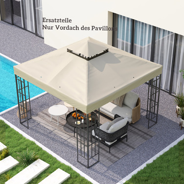 3 x 3 м Тент для павільйону, замінний тент для павільйону з отворами для стоку води, UPF30+, захист від сонця, кремовий