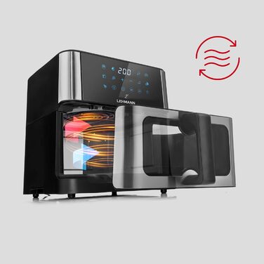 Фритюрниця повітряна LEHMANN XXL з 2 камерами (10л), 13 програм, touch display, антипригарне покриття