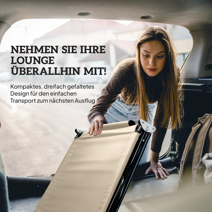 Шезлонг для відпочинку з отвором для обличчя та подушкою, складаний, з водовідштовхувальним покриттям, металевий каркас, бежевий