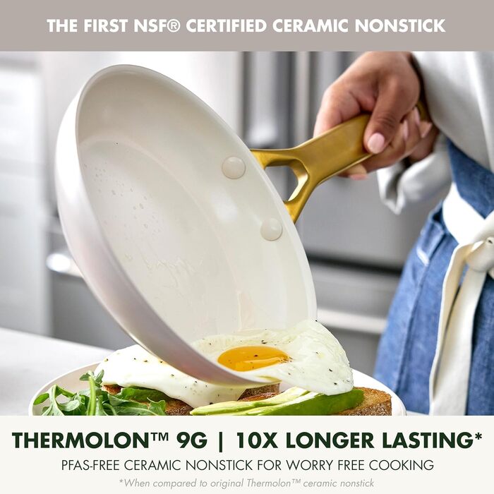 Набір сковорідок GreenPan з антипригарним покриттям, 25.4 см та 30.5 см, кераміка, нержавіюча сталь, NSF-сертифіковані, без PFAS, для плити та духовки, моховий зелений