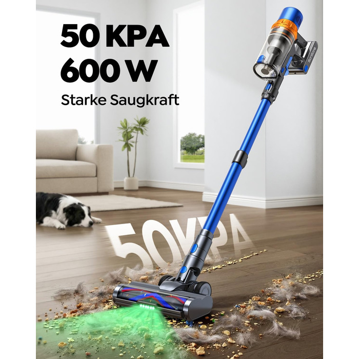 Акумуляторний пилосос SunSare бездротовий 600W 50000Pa 65хв з насадкою 1м, аромафункцією, гнучким шлангом, тримачем для зарядки, автоматичним режимом для підлоги, килимів, шерсті тварин