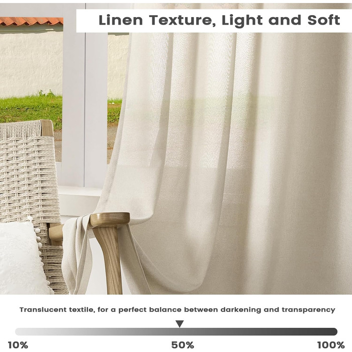 Комплект штор WOLTU Linen look 2 H 225 x W 135 см