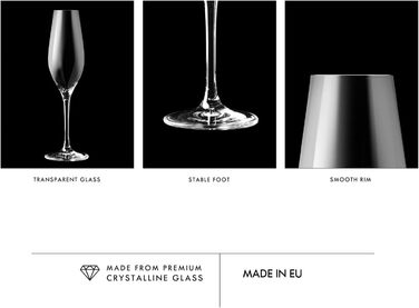 Набір келихів для шампанського KROSNO Champagnergläser Set (6 шт.) 210 мл, Splendour, скло без свинцю, елегантний дизайн, для шампанського, просекко та святкових заходів