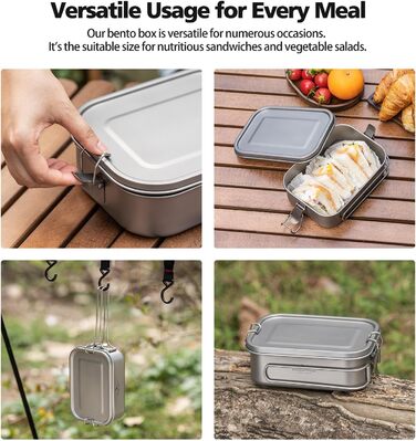 Ланчбокс iBasingo 800 мл з кришкою та ручкою – герметичний бенто-контейнер для кемпінгу, відпочинку та офісу. Харчовий посуд для їжі на винос – придатний для миття в посудомийній машині. Модель Ti2081C