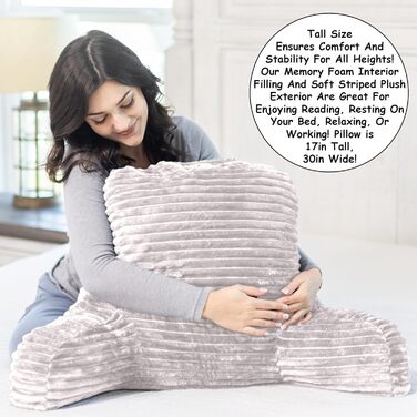 Подушка-гніздо Homie з підставкою для зап'ястя, підлокітниками та спинкою для відпочинку, читання, роботи за ноутбуком та перегляду телевізора (біла) Medium 43x76 см, білий колір