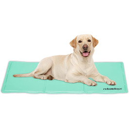 Охолоджуючий Килимок для собак Relaxdays, 60 х 100 см, самоохлаждающийся килимок для собак, гелевий, витирається, охолоджуючий килимок для домашніх тварин, Бірюзовий Бірюзовий 60 х 100 см