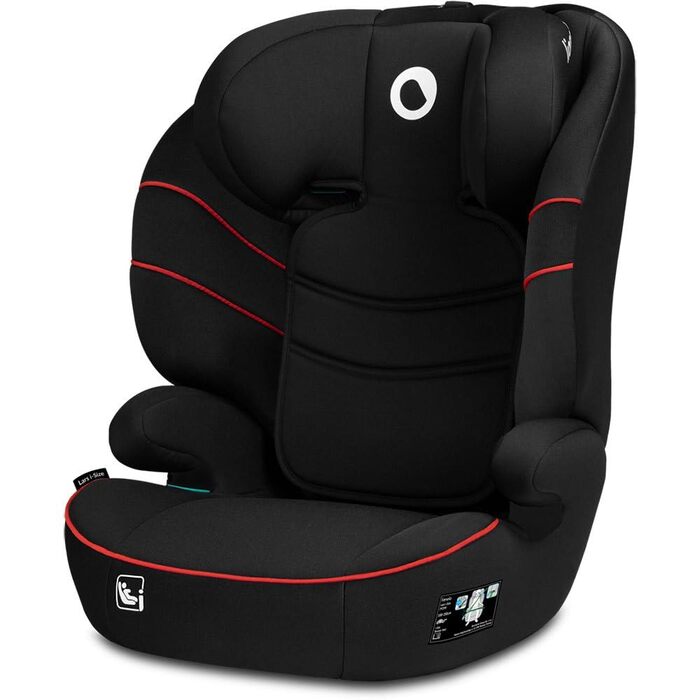 Автокрісло Lionelo Lars i-Size 100–150 см, Група 2/3, чорно-червоне, з регулюванням підголівника та бічними захистом