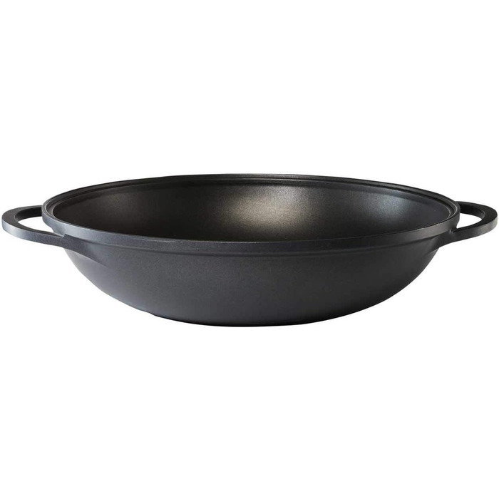 Сковорода вок об'ємом 36 см, з антипригарним покриттям / об'ємом 5,5 літра, з чорного алюмінію / сковорода для приготування їжі XXL зі скляною кришкою