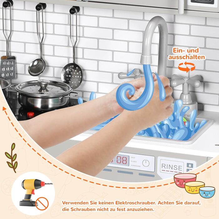 Дерев'яна дитяча кухня MAMIZO з підсвіткою та звуком, 82x80x25 см. Комплектація: аксесуари. Підходить для дітей від 3 років. Білий (сіро-білий) колір.