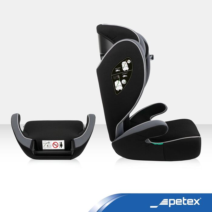 Автокрісло PETEX з ISOFIX - стандарт i-Size відповідно до ECE R129 для дітей зростом приблизно 100-150 см, регульоване по висоті дитяче автокрісло в (сірий, базовий)