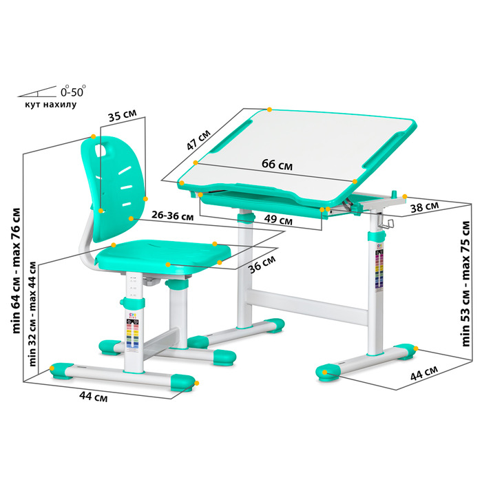 Комплект Evo-kids (стіл+стілець) Evo-06 Ergo Green (арт. Evo-06 Ergo Z)