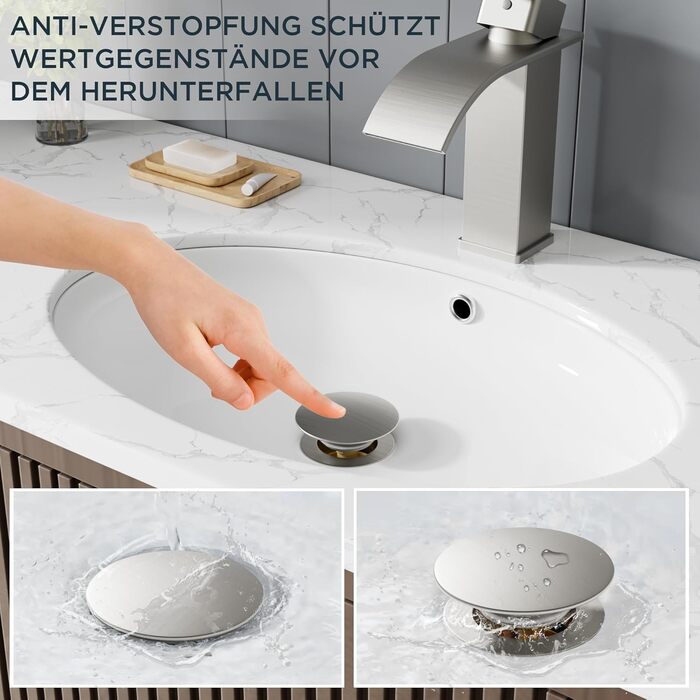 Змішувач для ванної кімнати Forious, водоспад, одноручний, хром, висота виливу 80 мм, економія води та енергії