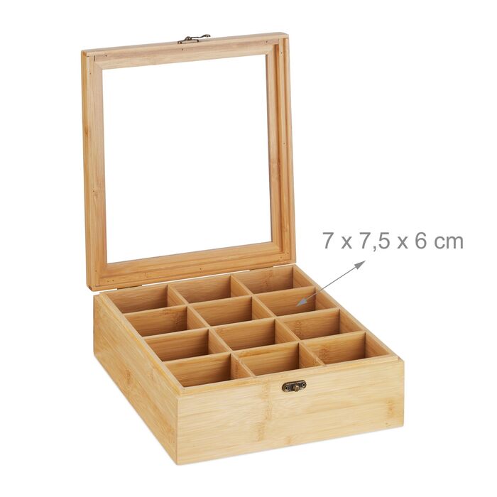 Ящик для чаю Relaxdays з бамбука на 12 відсіків