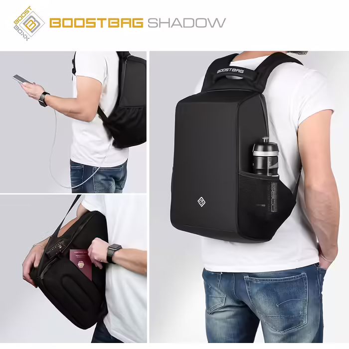 Рюкзак BoostBag Shadow антивандальний з TSA-замком, USB, захистом RFID для ноутбука 15,6'' та органайзером для документів