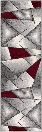 Килимове покриття Mynes Home з коротким ворсом / довжина 80x330 см / червоний сірий білий / передпокій і підходить для оточення ліжка в спальні / геометричний візерунок / простий у догляді сучасний килим (80 x 250 см)