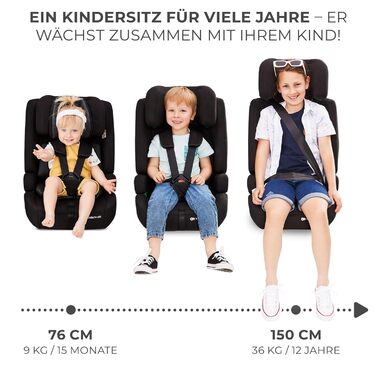 Автокрісло Kinderkraft SAFETY FIX 2 I-SIZE (76-150 см) – 9-36 кг, Isofix, регулювання підголівника, чорний CLASSIC
