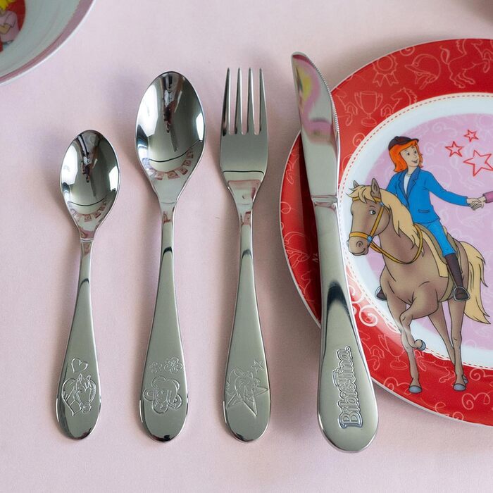 Набір дитячого посуду Kinderbesteck Set від GEDA LABELS (Bibi & Tina) з гравіюванням - персоналізований посуд з ім'ям або датою
