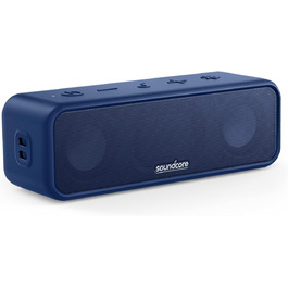 Soundcore 3 Bluetooth Портативна Колонка: Стерео Звук, Titan Membrana, BassUp, 24 год, IPX7, EQ, для дому та на вулицю (Чорний)