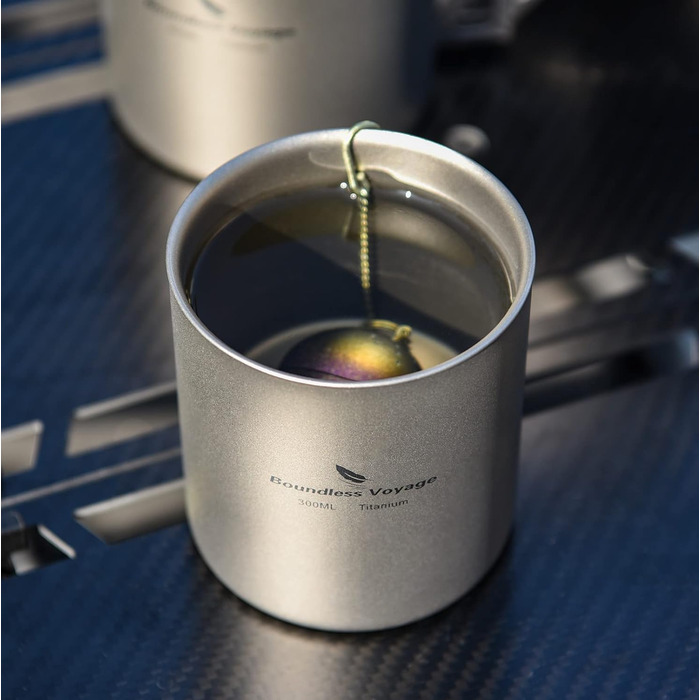 Безмежна подорож Титанова чашка 300 мл Легкий одяг проти опіків з подвійними стінками для кемпінгу Головна Вода Чай Вино Пиво Фруктовий сік Ti15154B (450 мл-TI3030D)
